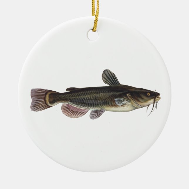 Black Bullhead Catfish - Freshwater Fishing Ceramic Tree Decoration (Front)