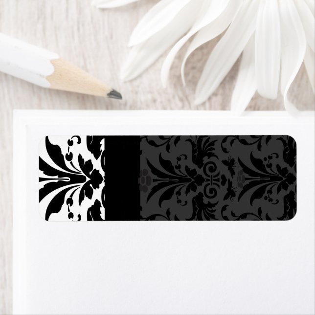 Black Bumble Bee Damask  Address Labels - (Insitu)
