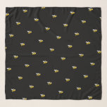 Black bumble bees cute funny  scarf<br><div class="desc">Decorated with happy,  smiling yellow and black bumble bees.  A chic black background.</div>