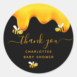 Black bumble bees sweet honey baby shower classic round sticker
