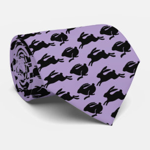 Black Bunnies Hopping Lilac Easter Fashion Tie