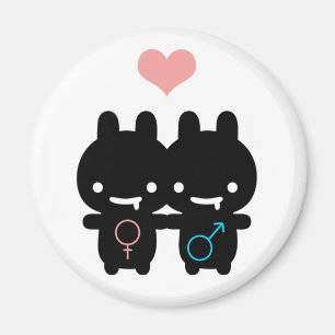 Black Bunny Love Magnet (White)