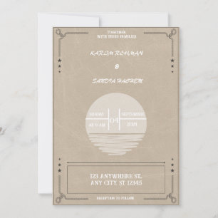 Black Burgundy and Gold Floral Modern Boho Wedding Invitation