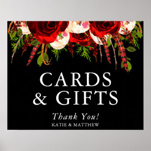 Black Burgundy Floral Boho Cards and Gifts Poster