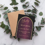 Black burgundy gold arch 60th birthday save the date<br><div class="desc">A Save the Date card for a 60th birthday party.  A black and burgundy background,  decorated with a faux gold arch. Personalise and add a date and your name. The text: Sixty and Save the Date is written with a large trendy hand lettered style script.</div>