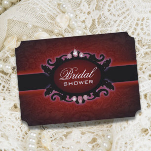  Black Burgundy Gothic Bridal Shower Invitation