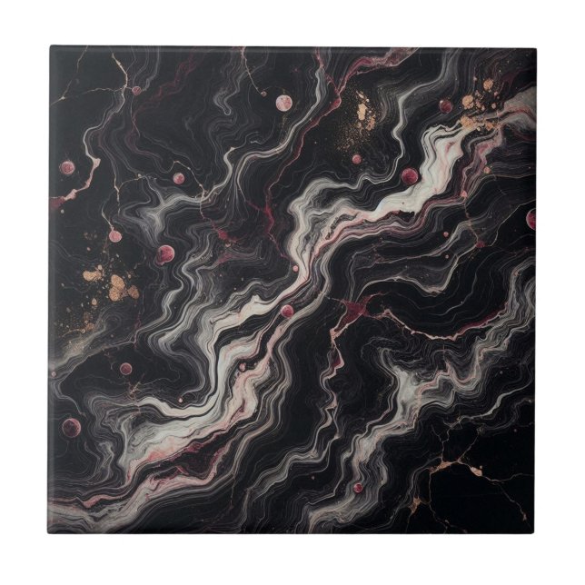 Black Burgundy Marble Luxury Stone for Elegant  Tile (Front)