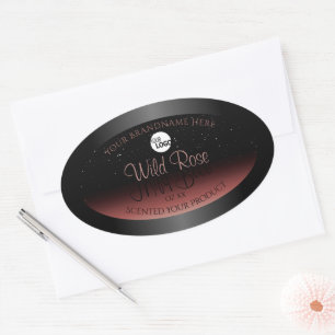 Black Burgundy Product Labels Soft Glitter Logo