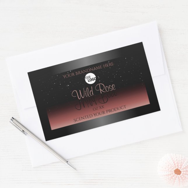 Black Burgundy Product Labels Soft Glitter Logo (Envelope)