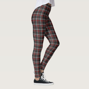 Black Burgundy White Plaid Classic Leggings