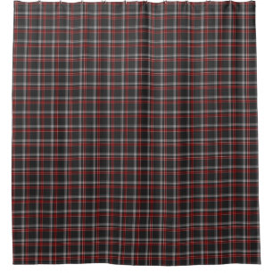 Black Burgundy White Plaid Shower Curtain