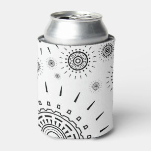 Black Burst Patterns on White Can Cooler