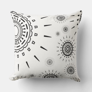 Black Burst Patterns on White Cushion