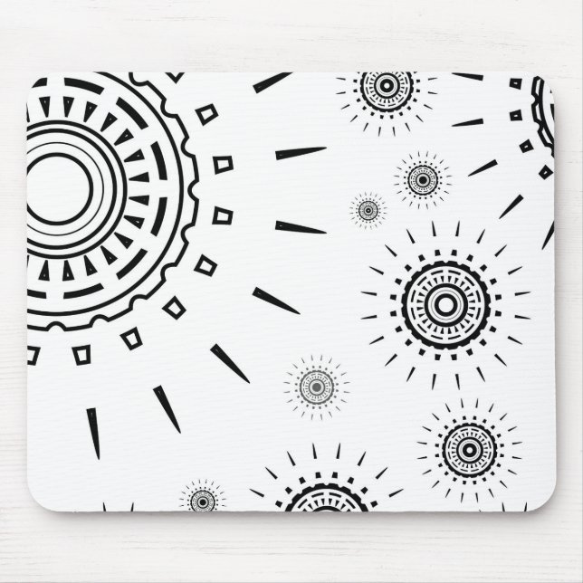 Black Burst Patterns on White Mouse Pad (Front)
