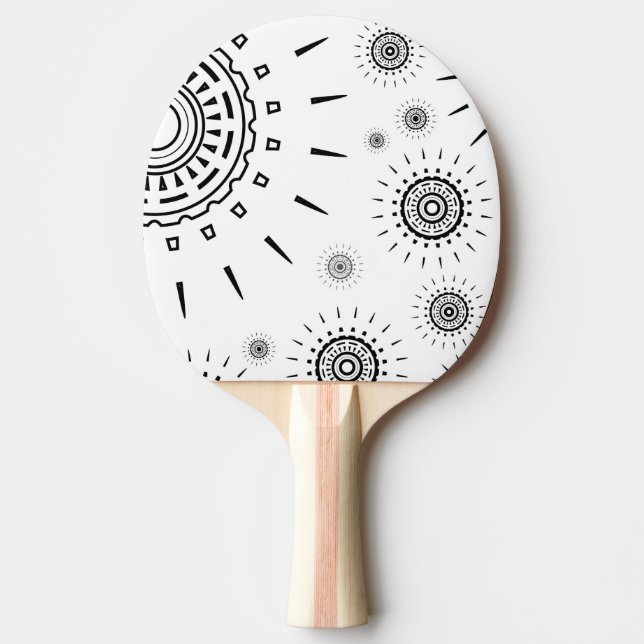 Black Burst Patterns on White Ping Pong Paddle (Front)