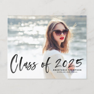 Black Bush Lettering Photo Graduation Invitation