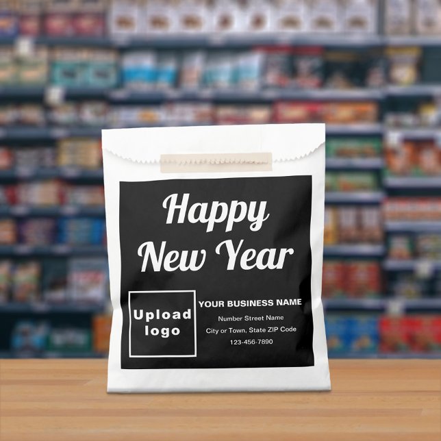 Black Business Brand, New Year Paper Bag (Black business brand with New Year greeting on paper bag)