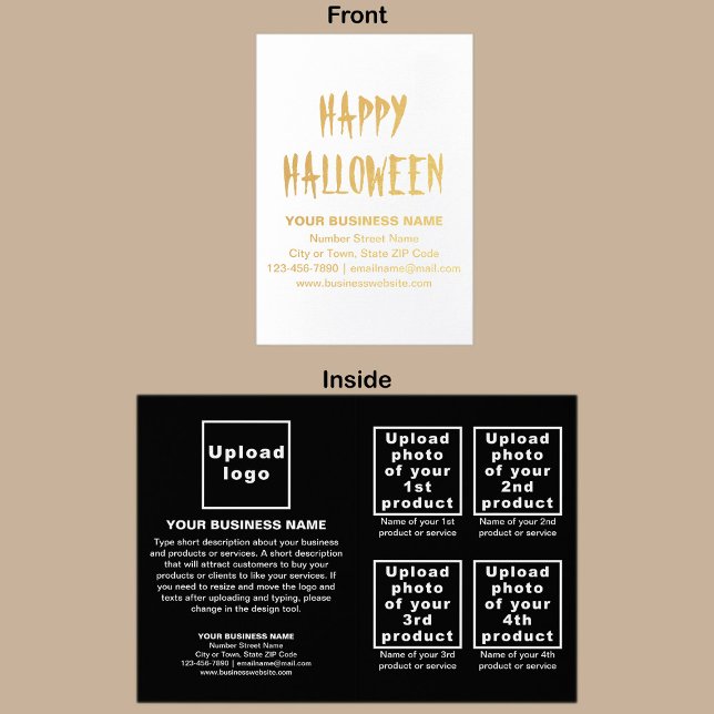 Black Business Brand on Halloween Foil Card (Black business brand with products or services on Halloween folded foil card.)