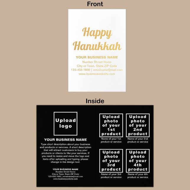 Black Business Brand on Hanukkah Foil Card (Black business brand with products or services on folded foil card.)
