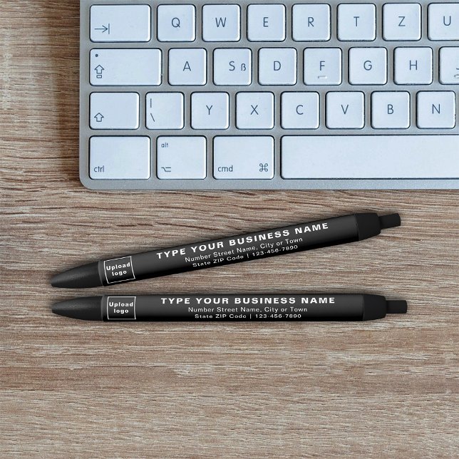 Black Business Brand on Ink Pen (Ink pen with black barrel and your business brand)