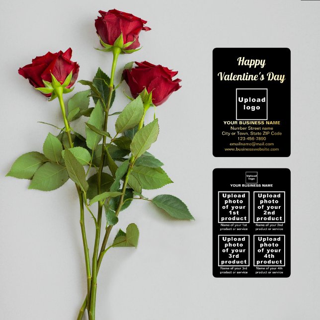 Black Business Brand on Valentine (Black business brand on Valentine foil holiday card. Front and back sides.)