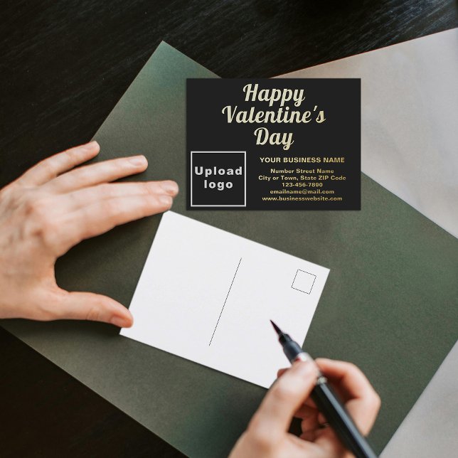 Black Business Brand on Valentine Foil Holiday Postcard (Black business brand on Valentine foil holiday postcard to advertise your business.)
