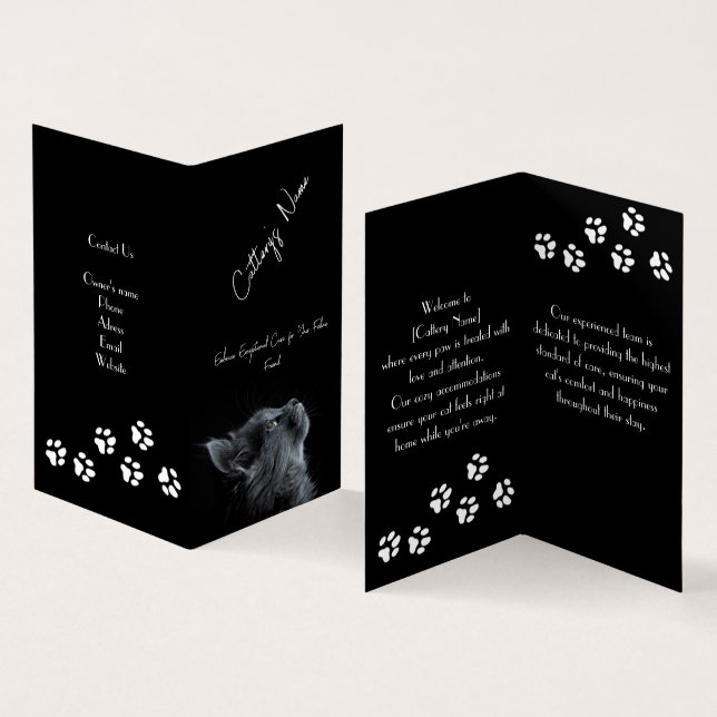Black Business Card For Cattery (Inside and Outside)