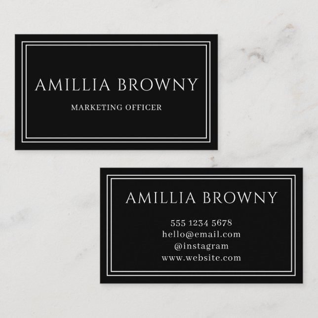 Black Business Card | Modern Stylish Professional (Front/Back)
