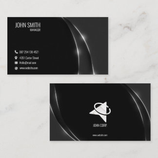 Black Business Card with Glossy Lines