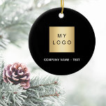 Black business company logo ceramic tree decoration<br><div class="desc">A classic black background.  Personalise and add your business,  company logo and a text.  If you want  it without text,  use your back-space key to delete.</div>