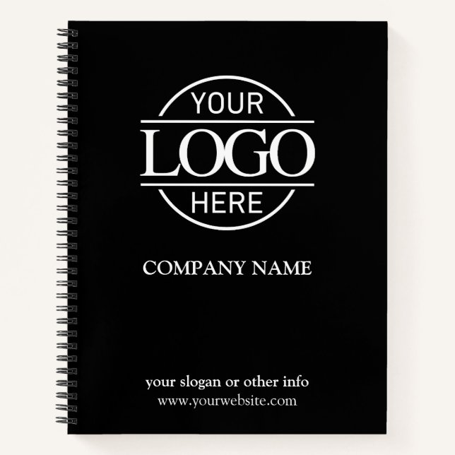 Black Business Corporate Company Logo Promotional Notebook (Front)