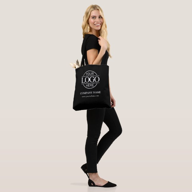 Black Business Corporate Company Logo Promotional Tote Bag (On Model)