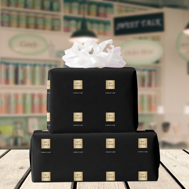 Black business corporate logo wrapping paper (Creator Uploaded)