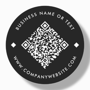 Black   Business Custom QR Code Classic Round Sticker