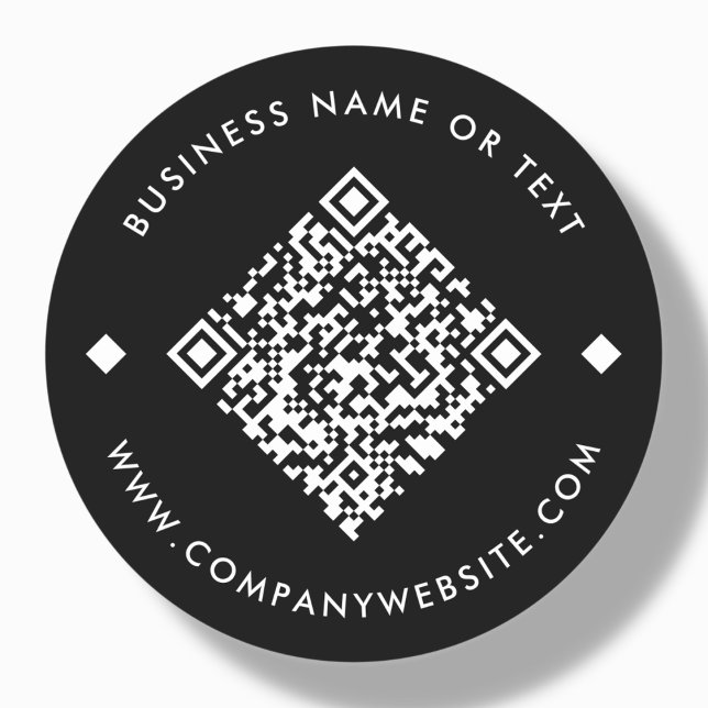 Black | Business Custom QR Code Classic Round Sticker (Creator Uploaded)
