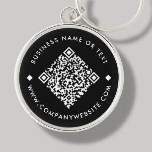 Black Business Custom QR Code Keychain