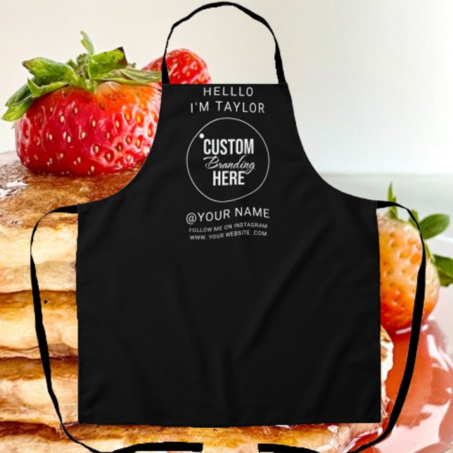 Black Business Logo Apron (logo chef business apron)