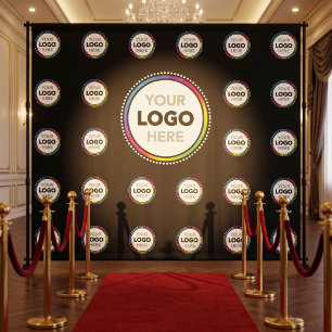 Black Business Logo Backdrop Event Photo Wall Tapestry