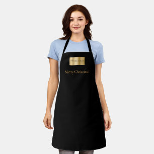 Black business logo Christmas employee Apron