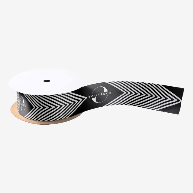 Black Business logo Company brand Custom minimal Satin Ribbon (Creator Uploaded)