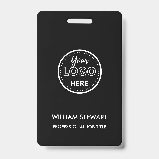 Black Business Logo Company Employee Modern Staff ID Badge (Front)