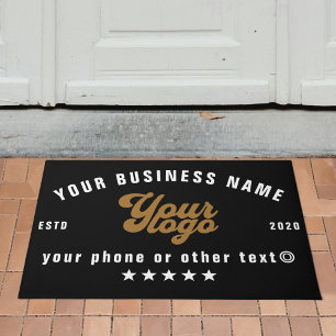 Black Business logo Company name Branded Doormat