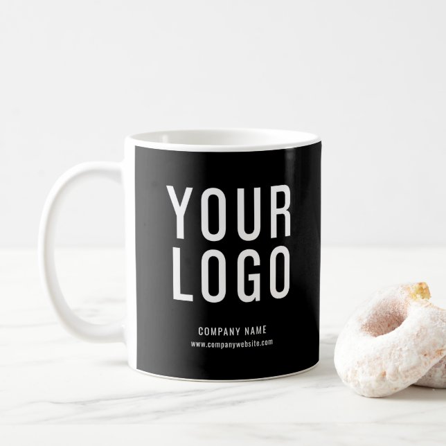 Black Business Logo Custom Promotional Coffee Mug (With Donut)