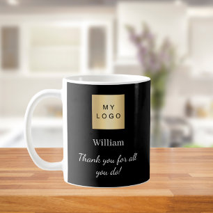Black business logo employee thank you coffee mug