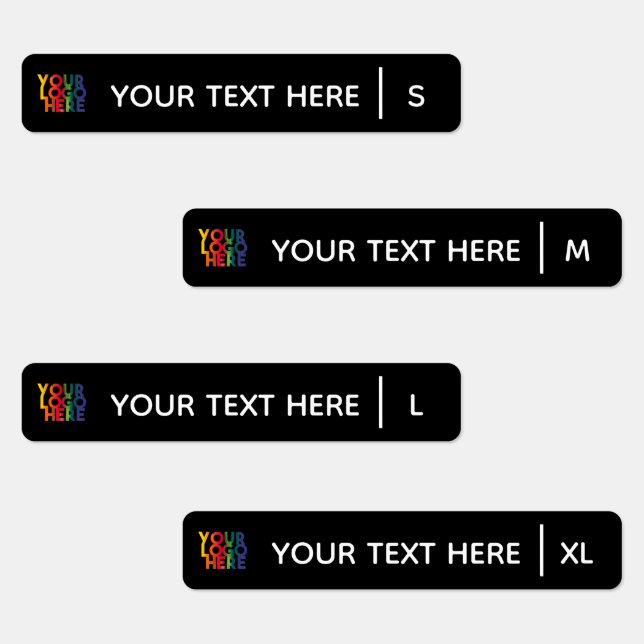 Black Business Logo Fabric Clothing Labels Sizes (Group)