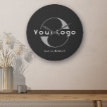 Black Business logo Minimal brand Company Wall<br><div class="desc">Custom Wall Clock with a simple minimal design. Add your logo and text.</div>