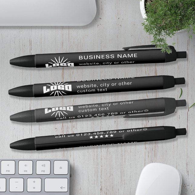 Black Business logo name Company Brand Custom Ink Pen (Creator Uploaded)
