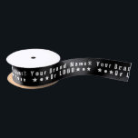 Black Business logo or text Company brand minimal Satin Ribbon<br><div class="desc">Customisable Satin or Grosgrain Business Ribbon. Add your logo OR your brand name or other text/characters. - Some unicode characters you can copy/paste to the text box if you want to: ● (Black circle), ★ (Star), ✱ ❃ (Asterisks), ❅ ❆ (Snowflakes), ❈ (Sparkle), ♥ (Heart), ♛ (Chess queen), ☼ (Sun...</div>