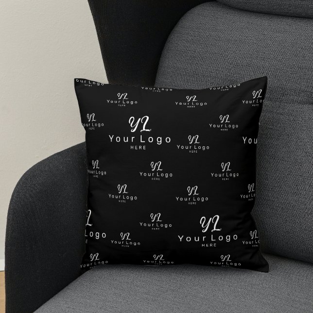 Black Business Logo pattern Brand Event Show room Cushion (Creator Uploaded)