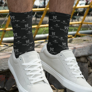 Black Business logo pattern Company Men Women Socks